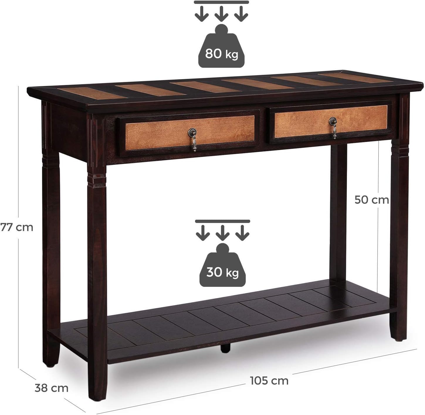 Vasagle Console Table With Drawers Entryway Table With Shelf For