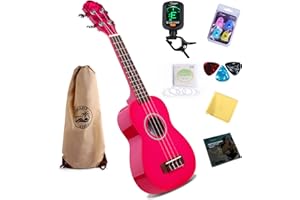 Smiger Professional Soprano Ukulele Beginner 21 Inch Mini Kids Guitar Hawaiian Ukelele Fast Learn Instruction Book Digital Tuner Polishing Cloth Pick Fingertip Protector Yukalalee Kit (Pink)
