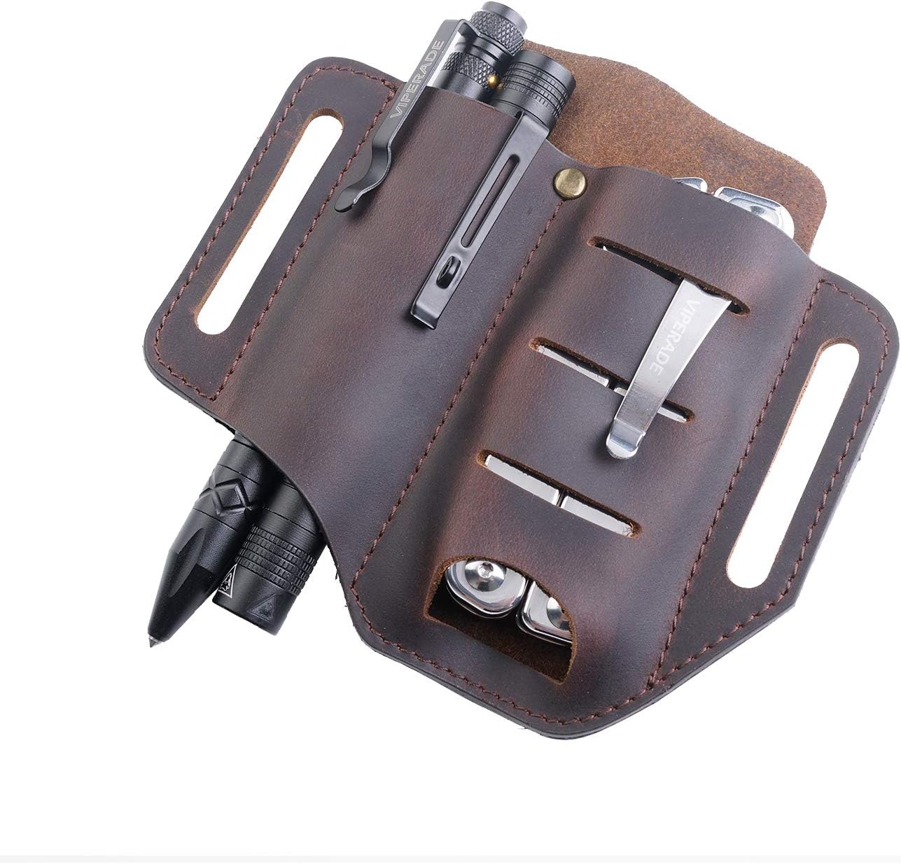 Leather Multitool Holder Essential Organizer Belt Pouch Tactical Pen