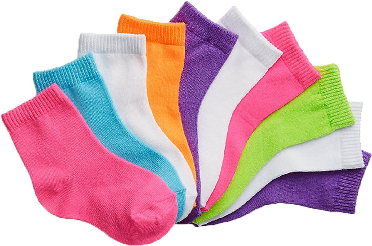 Photo 1 of Hanes Girls' Toddler Ankle Socks 10-pair, Assorted 4/12-24 Mos