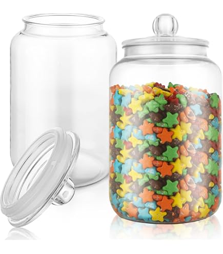 2-Pack Airtight Plastic Apothecary Jars With Lids & Scoops – 128 Oz Clear Canisters For Candy, Coffee, Flour & Kitchen Storage