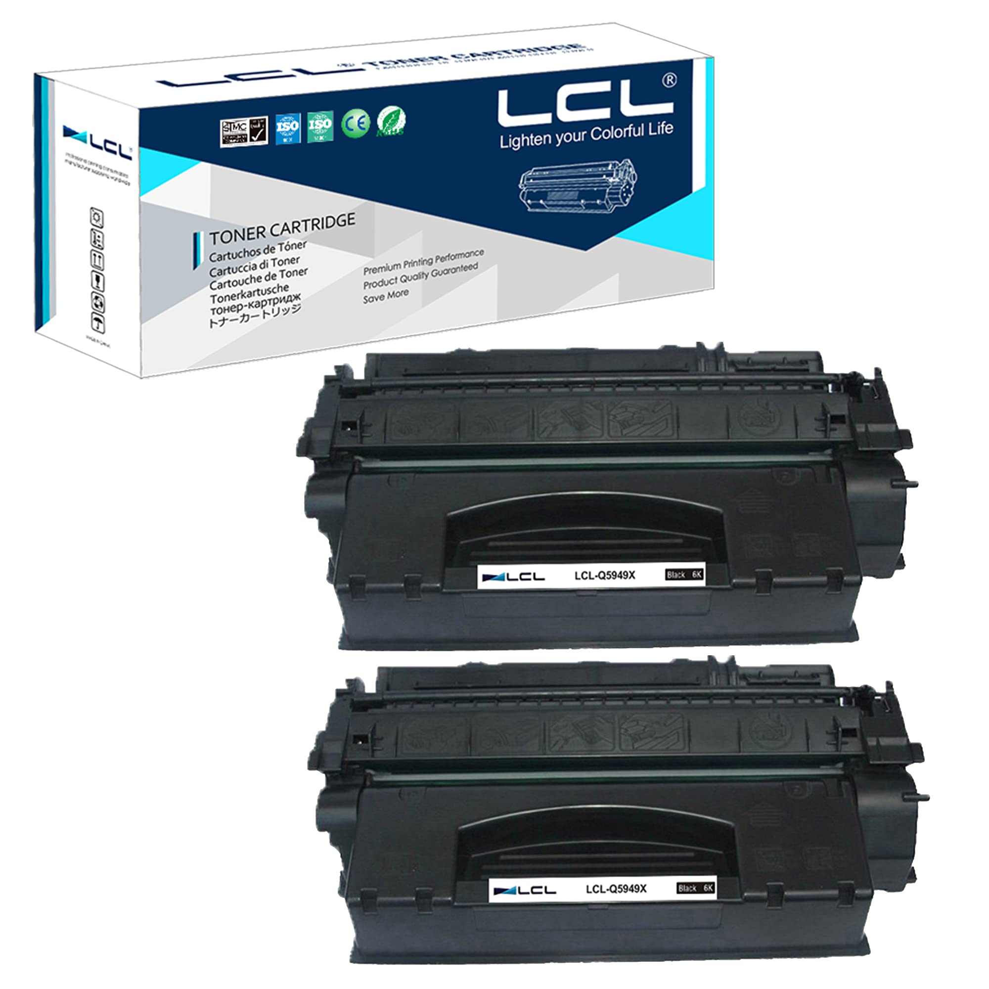 LCL Compatible Toner Cartridge 49X Q5949X CRG-708 6000Pages (2 Black) Replacement for HP LaserJet 1320 1320N 1320TN 3390MFP 3392MFP 1320nw 1320t 3390 3392