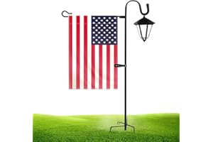 JOYSEUS Garden Flag Holder Stand and Shepherd Hook, 36 Inches with 1/2 Inch Thick Heavy Duty Garden Flag Stand, Rust Resistant Yard Flag Pole Holder for Flag, Lights(Without Solar Lights)……