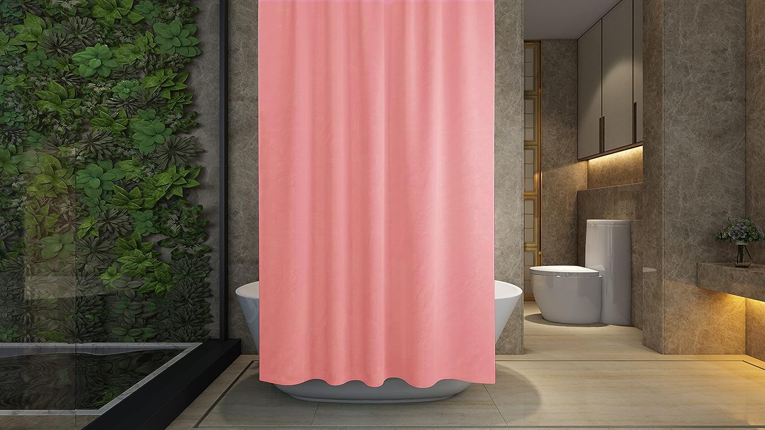 Shower Curtain - Made of PEVA, Water Repellent, Mildew Resistant, 180x180cm, 71x71inch, Rail Hooks,Feather Light, Ultra-Thin, Wet Rooms, Shower, Bath, Plain, Vibrant Colours (Baby Pink)