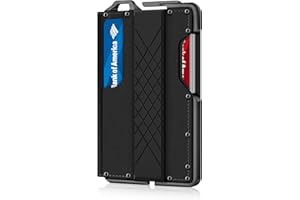 MURADIN Tactical Minimalist Wallet for Men, Slim RFID-Blocking Metal Card Holder, Front Pocket Men’s Nylon Leather Dapper Bifold Wallet with Money Clip