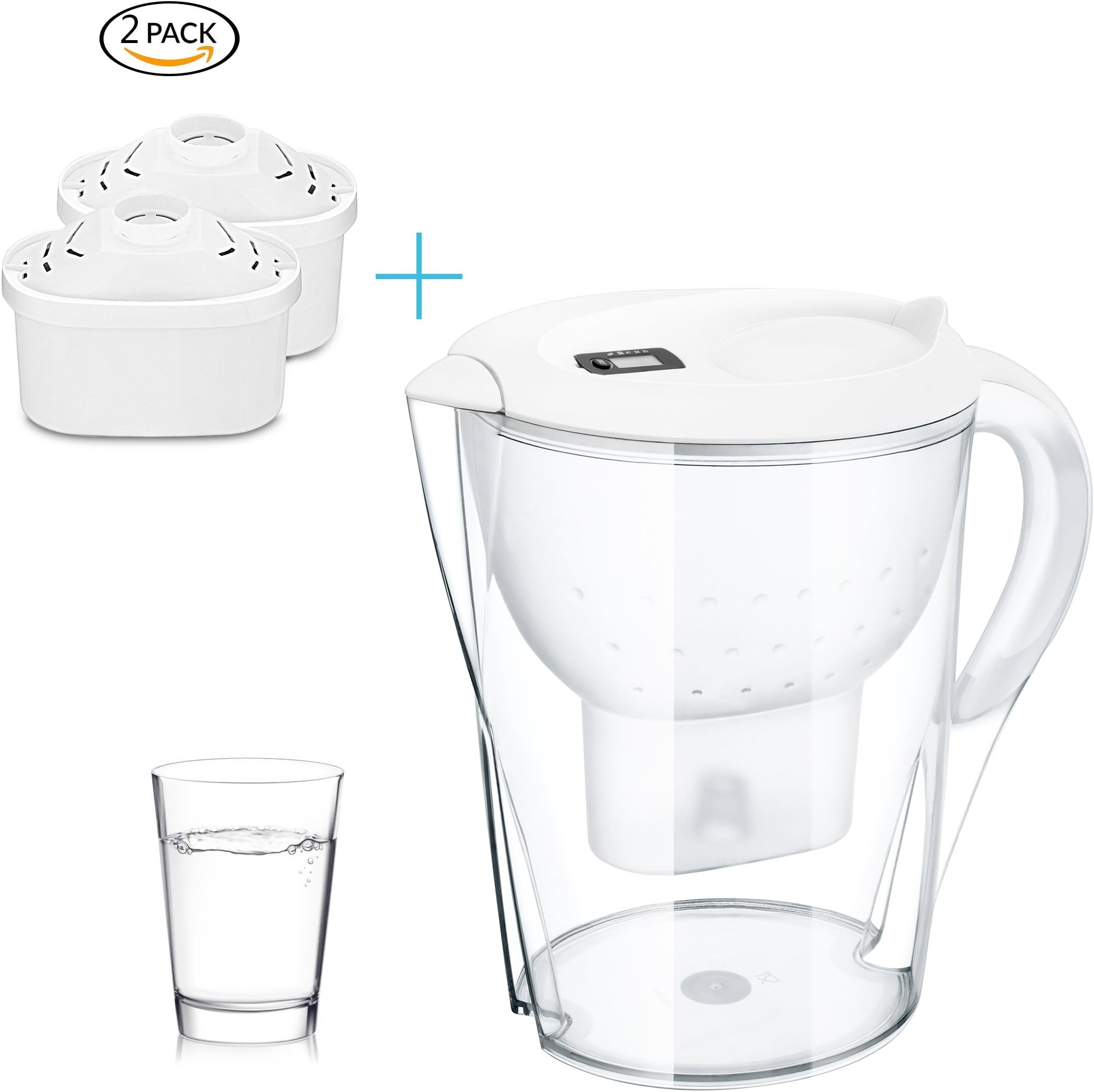 Stylife 14 Cups 3.5 L Water Pitcher Alkaline Water Jug with 2 Power Protect Filters and Replace Indicator Function …