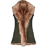 Ladies Olive Women's Soft Real Toscana Sheepskin Leather Gilet Waistcoat