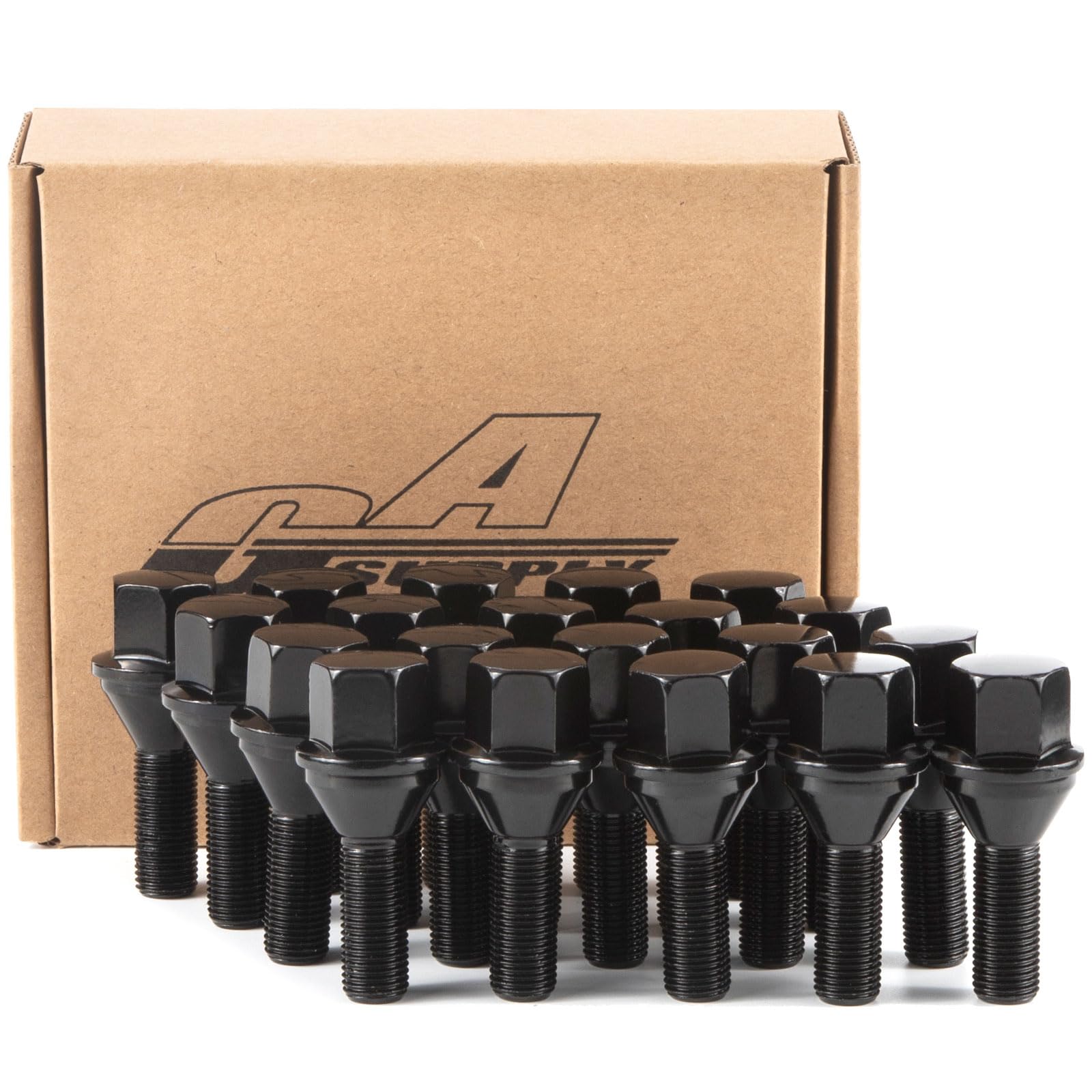 Photo 1 of GAsupply 12X1.25 OEM Lug Bolts, Fit for 2015-2022 Jeep Renegade, 2018-2022 Compass, 2014-2022 Cherokee, 20pcs 28mm Shank One-Piece Factory Style Black Wheel Lug Bolt, 19mm Hex Stock Stud, Cone Seat
