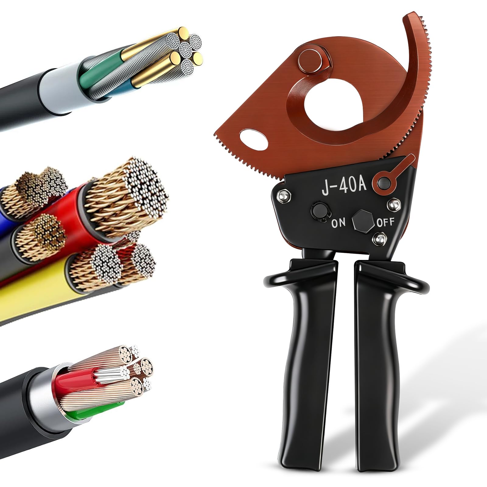 J40A Ratchet Cable Cutter - Industrial Grade Heavy Duty,Wire Cutter Up to 300mm² Armoured Cable Cutter Heavy Duty Cable Cutters for Electricians