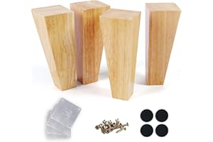Alecutremy 6 Inch Mid Century Legs Wood Square Furniture Legs Set of 4 Tapered Sofa Feet Solid Wooden Replacement Legs for Couch Ottoman Cabinet Dreeser Bed Table DIY