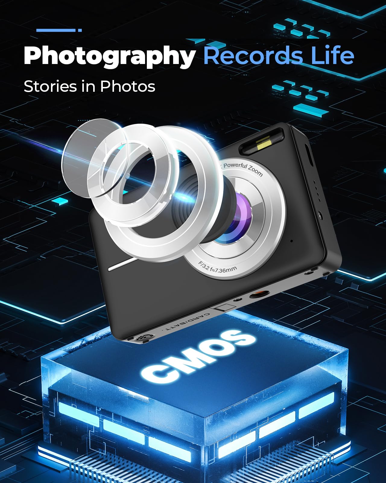 Digital Camera,Kids Camera with 32GB Card,Nsoela FHD 1080P 44MP Compact Vlogging Camera,Point and Shoot Camera 16X Digital Zoom, Portable Mini Kids Camera for Teens Students (Black)