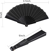 Blulu 4 Pcs Black Folding Hand Fan 9 Inch Oriental Cloth Fabric view 2