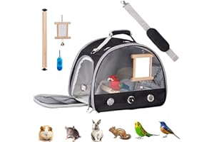 Bird Carrier Travel Cage Parrot - Lightweight Breathable Pet Traveling Backpack with Standing Perch Bird Parrot Toys Portable
