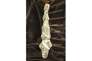 ESSENSON Halloween Hanging Ornament - 70 Inch Foam Skeleton in Spider Web - Halloween Decorations Outdoor, Yard, Party, Door, Haunted House