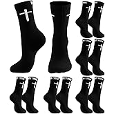 Chicingyou Christian Cross Socks Bulk Inspirational Religious Crew Socks with Bible Verse for Men Youth Catholic Saint God