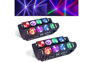 DJXFLI 8x15W Spider Moving Head Light LED RGBW 4in1 Portable Stage Light, Strobe Party Beam DJ Lighting DMX 512 & Sound Activated for KTV Disco Party Event 2 Pack