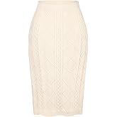 Seta T Women's Knit Pencil Skirts Elastic High Waist Stretchy Casual Bodycon Sweater Midi Skirt