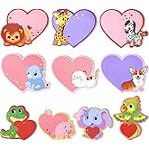 30 Pack 600 Sheets Heart Sticky Notes Valentine's Day Colorful Sticky Note Pads Animal Cute Self Adhesive Notepads Funny Notes for Valentines Office School Supplies, 20 Sheets Each