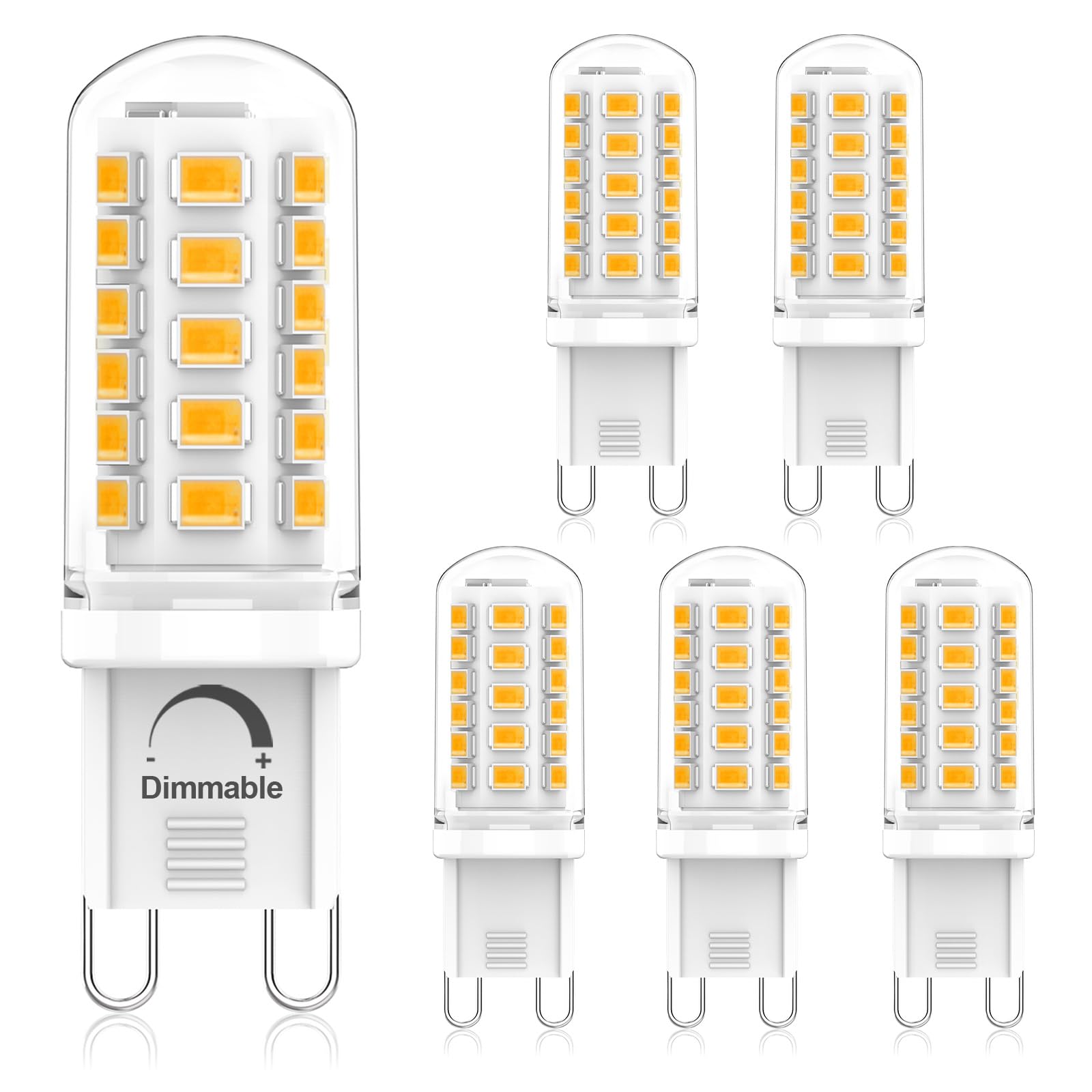 Eco.Luma G9 LED Bulbs Dimmable Warm White 2700K, 3W Equivalent to 40W-50W G9 Halogen, 500LM, AC 220-240V, No Flickering Bi Pin Base Lamp for Chandelier, Home Lighting Decor, 6 Pack