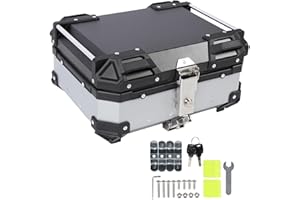 Motorcycle Top Case, 25L Motorcycle Top Box Aluminum Alloy Water Resistant Tail Box with Safety Lock, Universal Storage Trunk