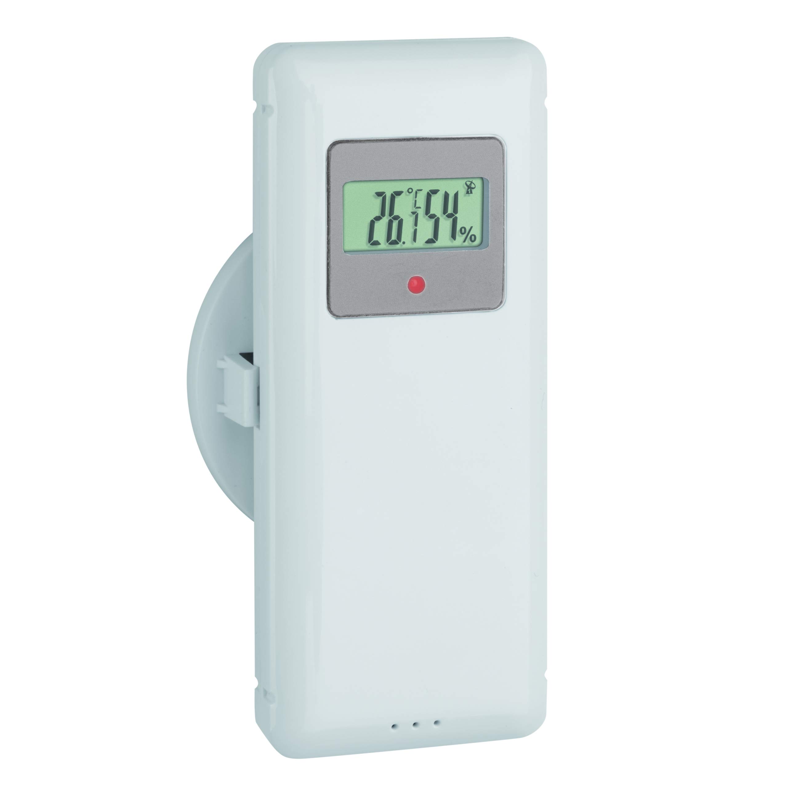 TFA Dostmann Thermo-hygro transmitter, 30.3244.02, outdoor transmitter for weather station 35.1156.01, with display, white, L65 x W40 x H110 mm