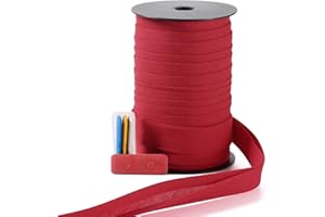 A ANYSSI Bias Tape Double Fold 1 inch, Double Fold Bias Binding Tape 55 Yards (Red) and 4 Pieces Sewing Fabric Chalks for Crafts, Sewing, Seaming, Hemming, Piping, Quilting.