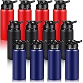 CHENGU 12 Pieces 20 oz Aluminum Water Bottles Set Metal Sports Bike Water Bottle Reusable Travel Bottles with Lid for Gym Sports Camping Hiking Fishing
