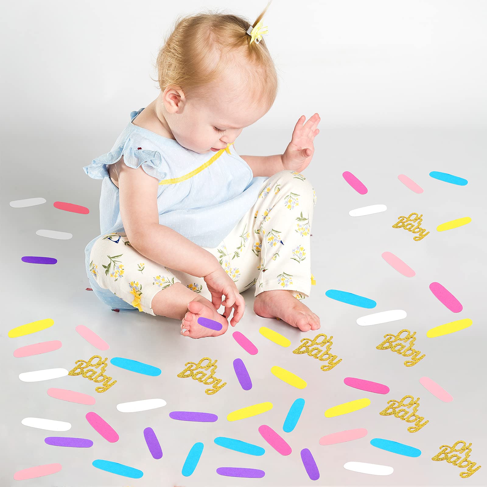 350 Pieces Baby Confetti Sprinkles Baby Shower Party Table Sprinkles Decorations Donut Paper Confetti Stickers for Birthday Shower