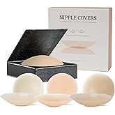 Gexloryn 3 Pairs Reusable Nipple Covers for Women, Silicone Pasties, Invisible Sticky Bra for Wedding Dress with Box