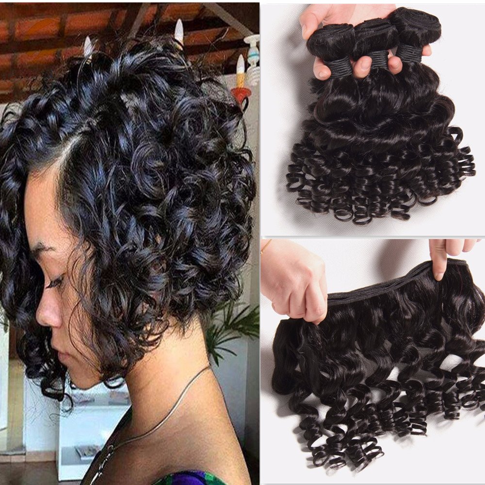 Brazilian Virgin Hair 3 Bundles Bouncy Curly Weave Remy Human Hair