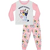 Bluey Girls Long Sleeve Pajama Set, Sleepwear Pajamas For Kids - Gifts For Girls (3-4 Years, Pink/White)
