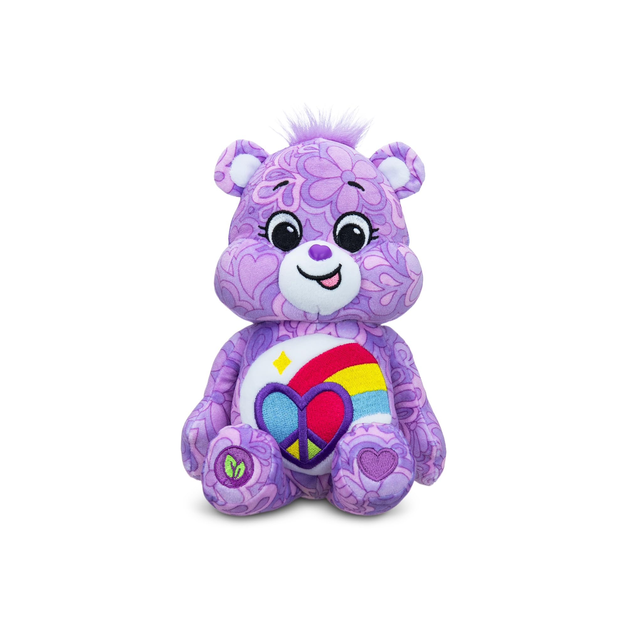Basic Fun -Care Bears - Peaceful Heart Bear 22cm Plush Toy – Soft Collectable Bean Plush for Girls & Boys – Cuddly Toy Gift for Kids – Cute Teddy Bear for Ages 4+