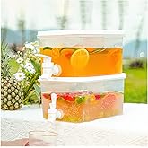 1 Gallon Beverage Drink Dispenser for Fridge, Plastic Beverage Dispenser with Spigot,Juice Container Sealed with Filter Screen,Cold Hot Drink Jug for Christmas Party Supplies (2PCS 1Gallon)