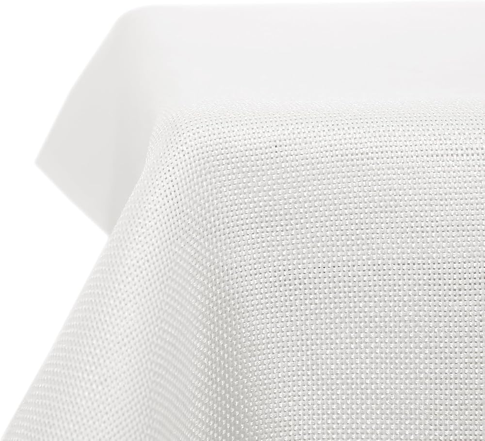 Deconovo Faux Linen Tablecloth 52x90in White Water Resistant Rectangle