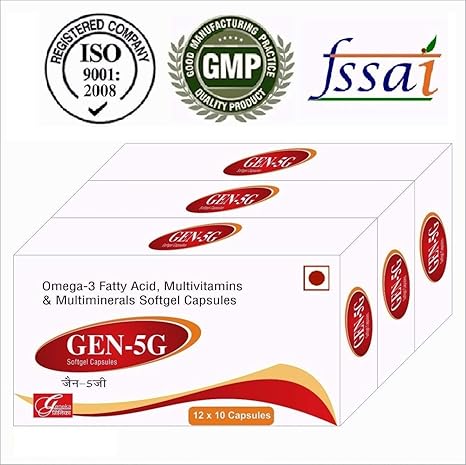 Gen-5G Omega-3 Fatty Acids(EPA+DHA),Multivitamin & Multimineral Softgel Capsules - Blister Packs of 100 Softgel Capsules