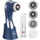 Facial Cleansing Brush, Rechargeable Electric Face Scrubber, 2-Speed Modes | IPX7 Waterproof Electric Spin Cleanser with 4 Brush Head, for Exfoliating, Deep Cleansing Removing Blackhead, Face Massaging