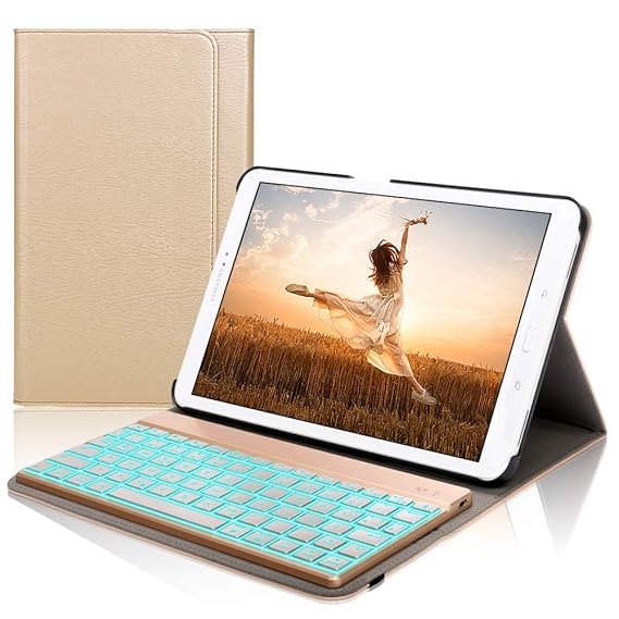 D DINGRICH Samsung tab A 10.1 Tastatur Hülle, Samsung tab A10.1 case mit 7 Farben Hintergrundbeleuchtung Abnehmbare Wireless 