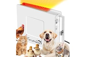 FURRYPLANET Dog House Heater with Thermostat, 400W Dog Heaters for Outside Dog House with Temp Adjusting Knobs, Outdoor Pet Heater with 6.5FT Anti Chew Cord& Overheat Protection,Chicken Coop Heaters Cat (White)