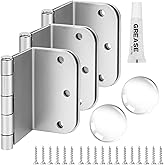 3-Pack Offset Door Hinges, Brushed Nickel Door Hinges 3.5 Inch 5/8" Radius Corner for Handicap, Swing Clear for Exterior &amp; Interior with Wall Handle Stopper &amp; Grease, Heavy Duty Hardware