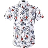 Allsense Men's Short-Sleeve Button-Down Tropical Hawaiian Shirt