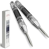 Glieskir 2-Pack Automatic Center Punch, 5-Inch Adjustable Steel Tool | Spring-loaded action with adjustable impact force for precise center marks on metal, wood and plastic; compact steel body.