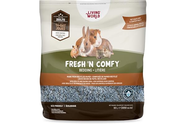 Living World Fresh 'N Comfy Bedding for Small Pets, 50L, Blue, Made from Recycled Newspaper, 99% Dust-Free