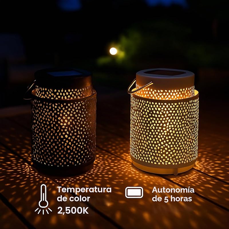 - Candeeiro de mesa solar LED preto de Casablanca, luz quente 2500K, regulável, resistente à água IP44, bateria integrada, ideal para terraço e jardim
