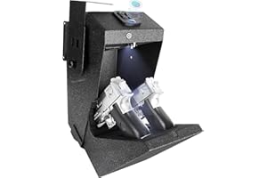 EVESKY 【2 guns capacity】 GUN Safe Biometric Pistol Safe Drop Down Handgun Safe Wall Mounted Double Gun Safe for Handgun with Fingerprint Passcode Key 3 Ways Quick Access Car Gun Safe for Desk,Nightstand