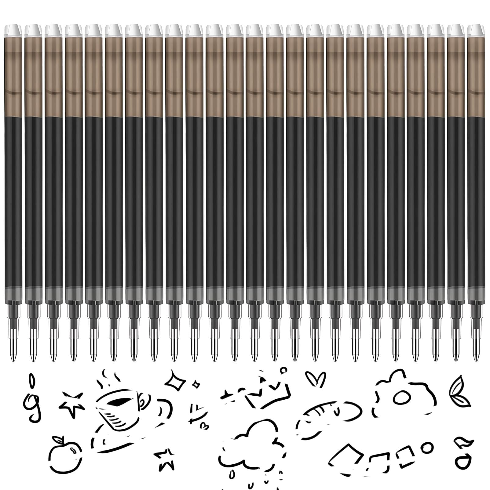 Photo 1 of 0.7 mm Erasable Gel Ink Pen Refills Compatible with Frixion Friction, Smooth Writing Multicolor Retractable Fine Point Pen Refill for School Office Home Art (Black, 24)