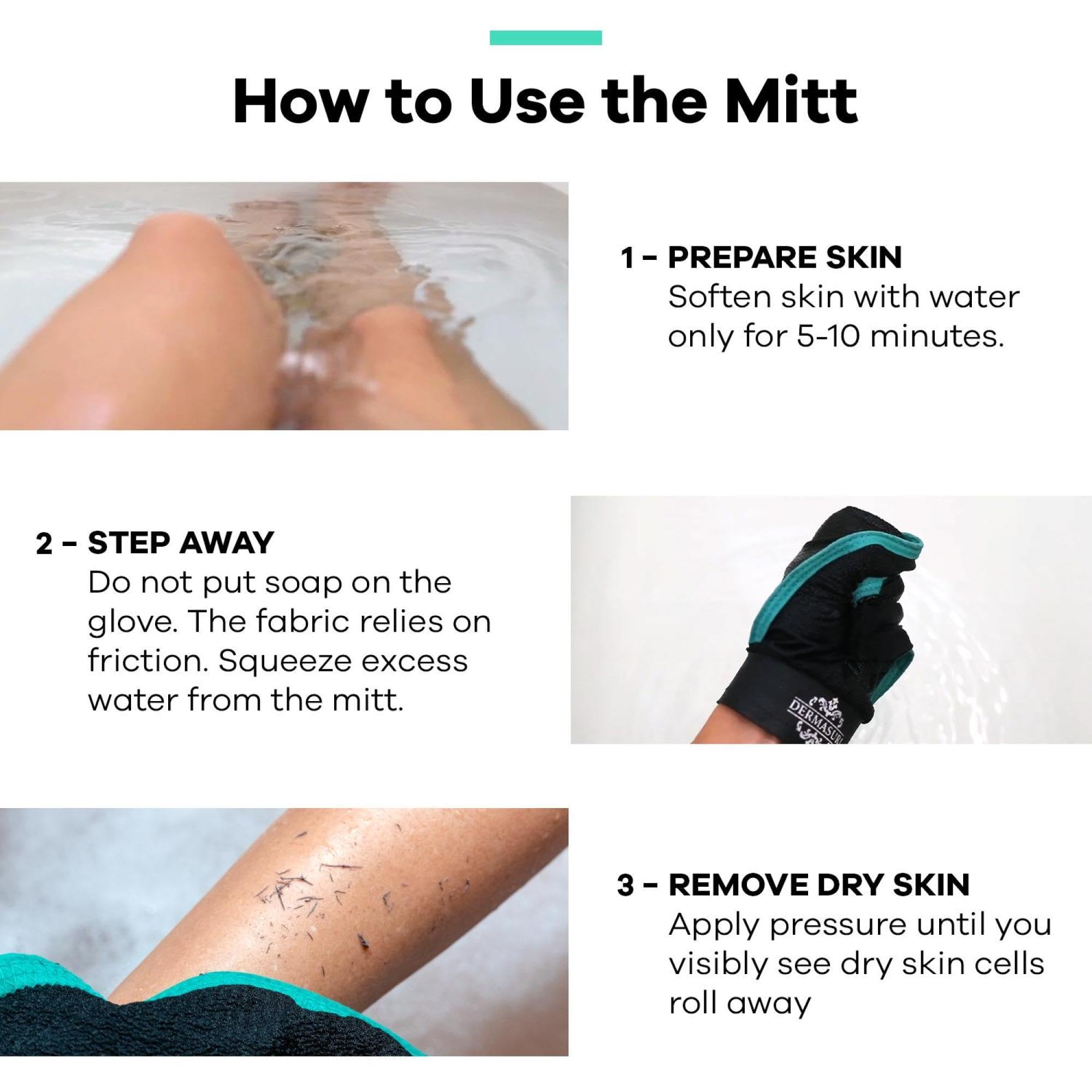 Dermasuri - Deep Exfoliating Glove - Polishing Mitt Body Scrubber - Korean Skin Cleaner Exfoliator - Dead Skin Buffing Treatment - Gifts for Women & Men - Keratosis Pilaris Scrub Remover - (2 Pack)