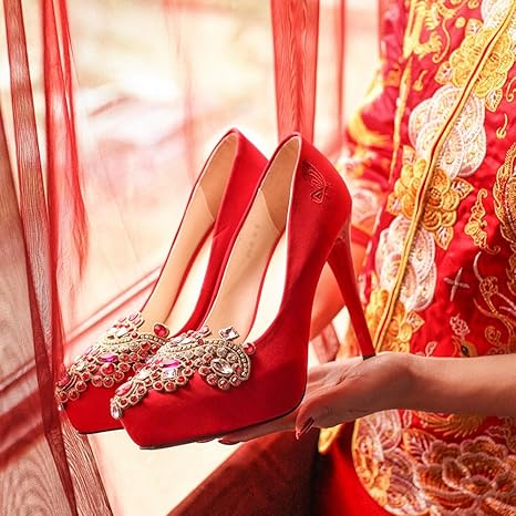 Vsr Embroidered Red Chinese Wedding Shoes Female Fine With