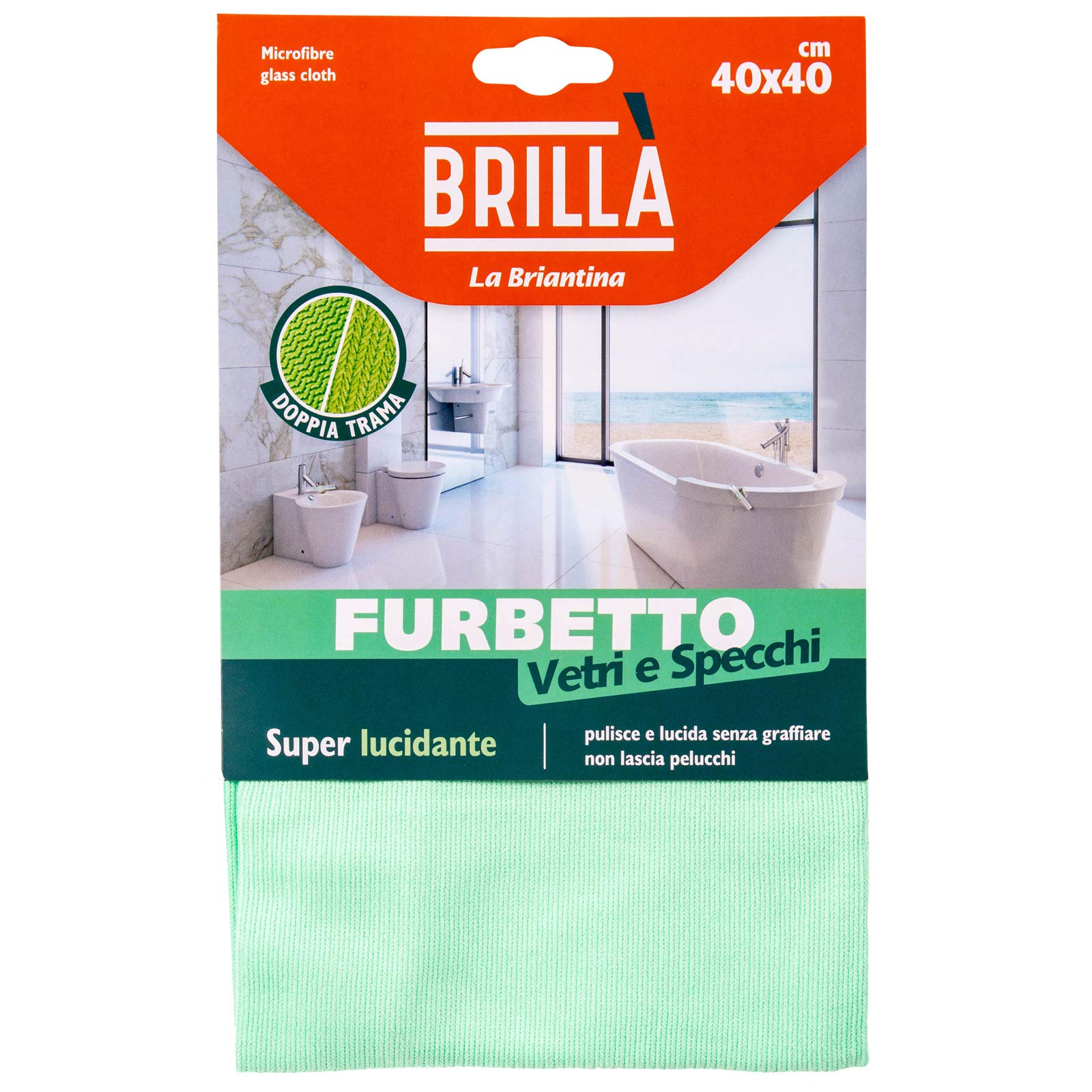 La Briantina Polyester S.P.A Briantina Microfibre Glass Furbetto 40 x 40 cm Green