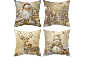 OEKYTOY Christmas Snowman Reindeer Gloves Eucalyptus Throw Pillow Covers,2026 New Christmas Cushion Covers Set of 4, Winter Holiday for Sofa Couch 18x18 inch (1, Mix 4PCS)