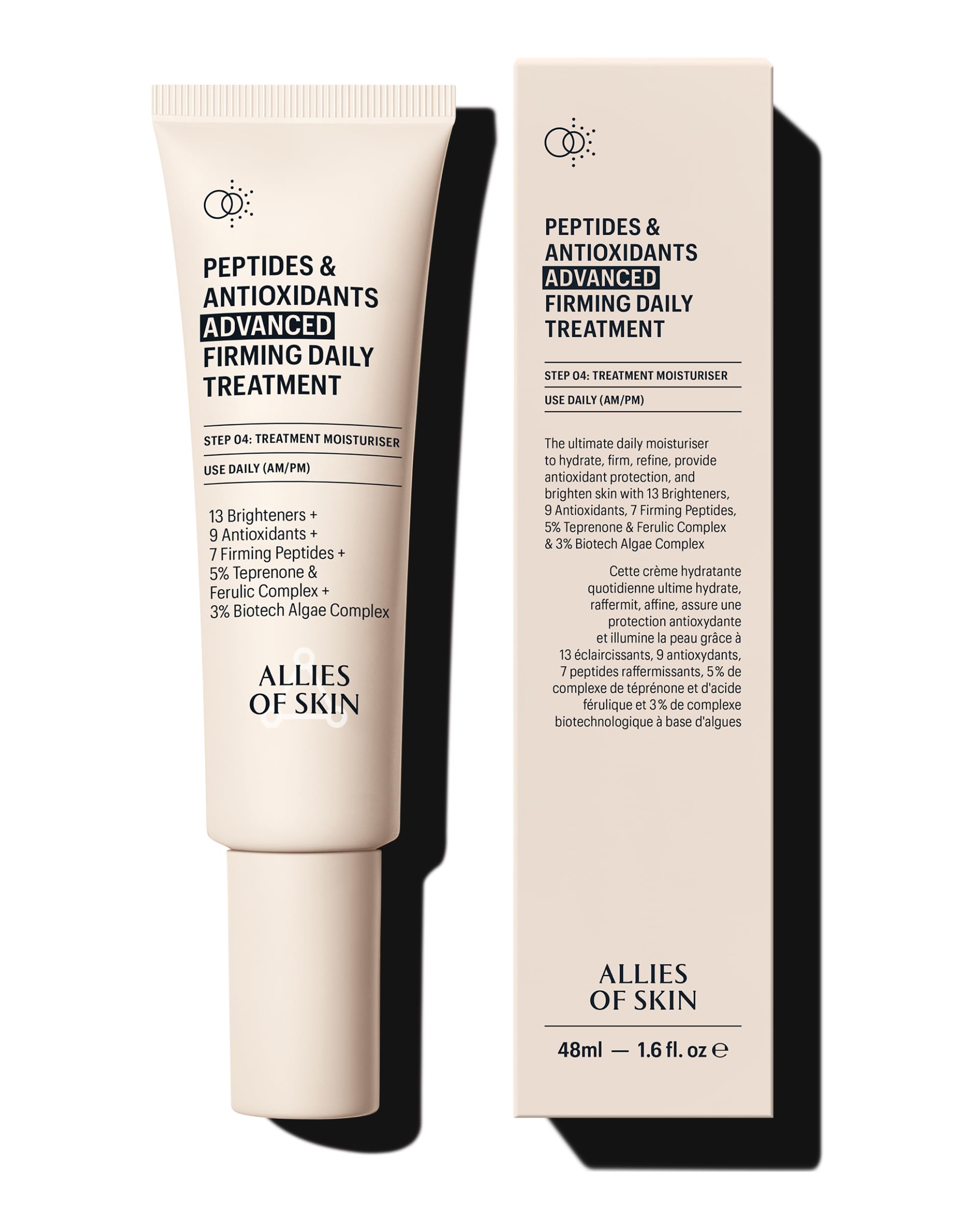 Allies of Skin Peptides & Antioxidants Advanced Firming Daily Treatment with 13 Brighteners, 9 Antioxidants, 7 Firming Peptides, 5% Teprenone & Ferulic Complex and 3% Biotech Algae Complex 48ml/1.6oz — image 1